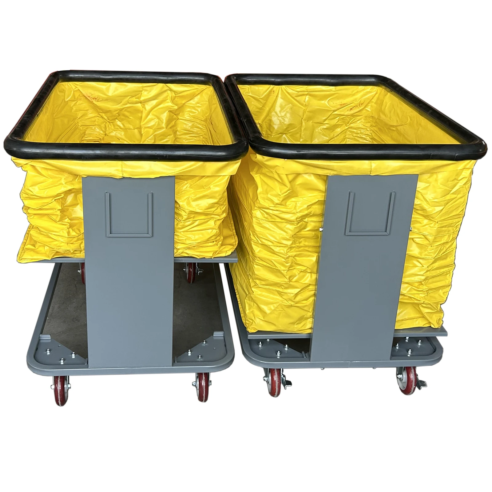 High Quality Self Leveling Logistics Folding Trolley Cart Spring Loaded Stainless Steel Metal Warehouse Logistic Store Trolleys