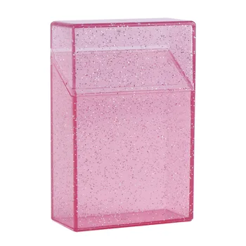 Portable Glitter Shining Transparent pink Plastic Acrylic 20pcs Cigarette Holder Box Cigarette Display case for Girl