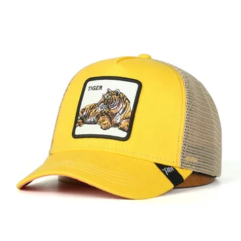 High Quality Hats Wholesale 5 Panel 3D Embroidery Animal Caps Men's Mesh Trucker Caps Custom Hats For Bike Beach Party