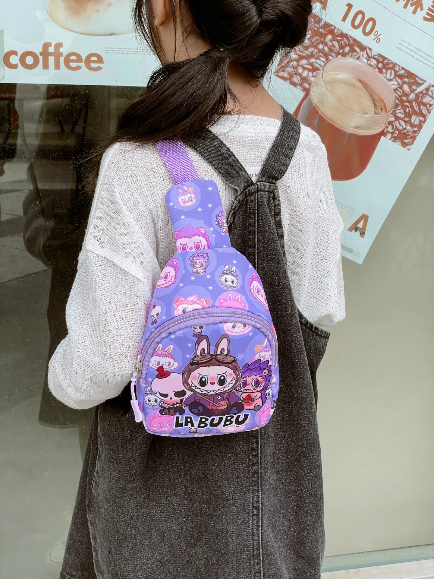 Custom Design Labubu Monster Sling Mini Chest Crossbody Bag Adjustable Shoulder Strap Water Resistant Lightweight Messenger Bag