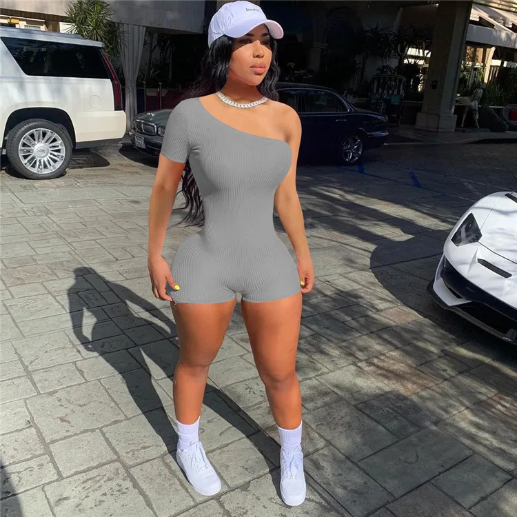Monos Deportivos Informales Para Mujer,Mono Corto Cómodo De Manga Corta Con  Un Hombro Al Descubierto,Para Verano,2021 - Buy Uno-hombro Mono,Camiseta  Mameluco Establece,Una Pieza De Conjunto Product on Alibaba.com