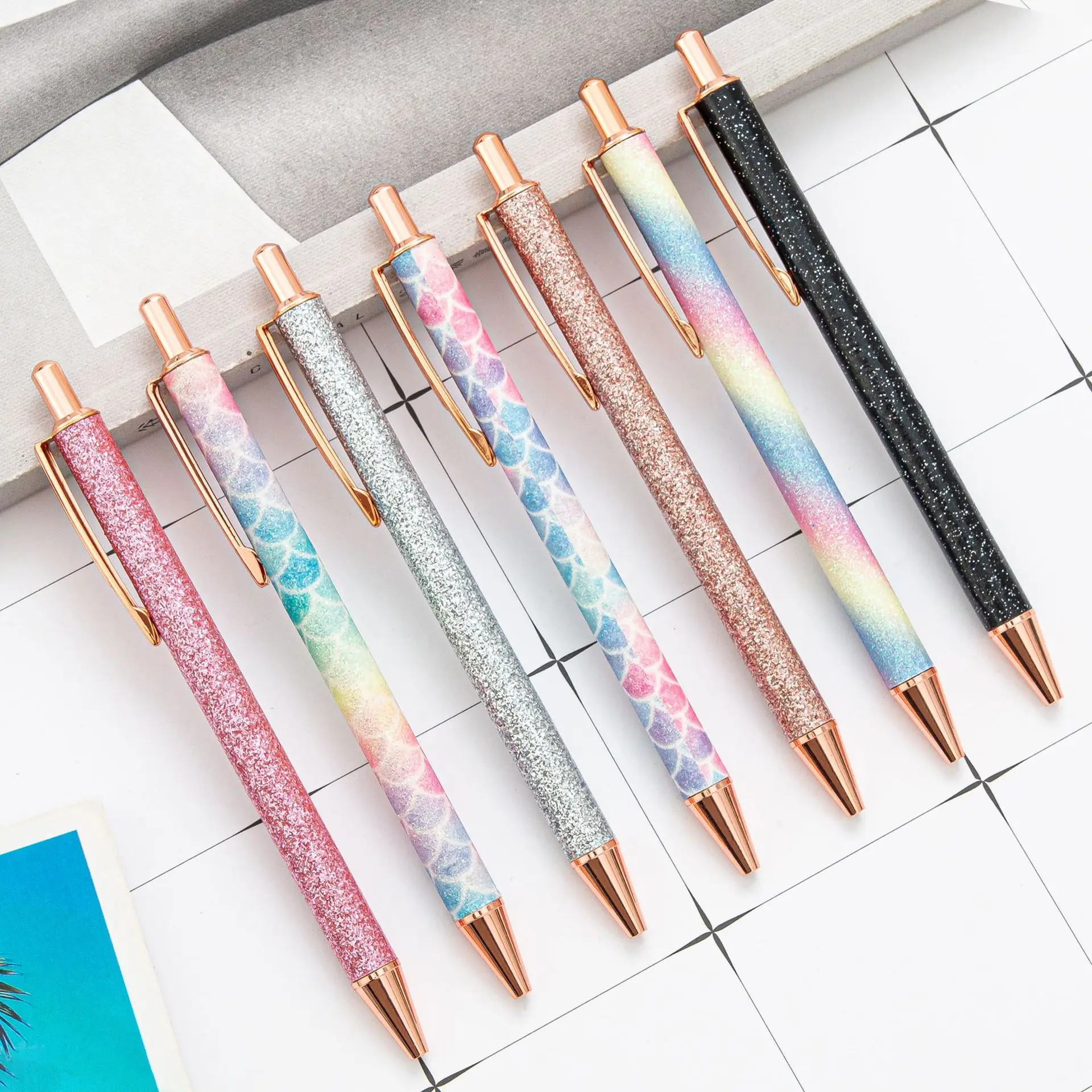 11 Pcs Fancy Pens For Women Pretty Cute Pens Glitter Ballpoint Pens With  Metal Barrel Retractable