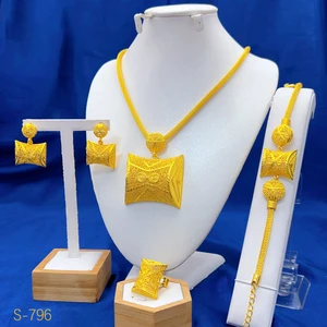 Luxury Glod Plated Copper Alloy Wedding Jewelry Designer Inspired  Fashion Sets of Costume Bride Bulk Jewelry Set Wholesale