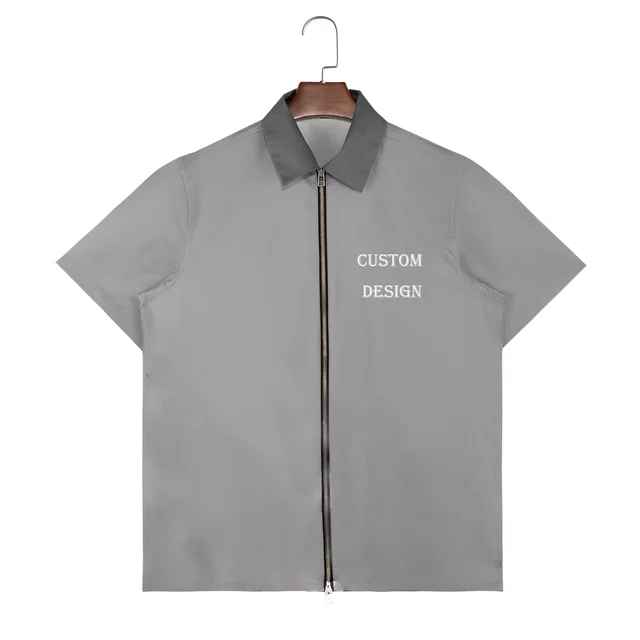 High Quality Premium Cotton Custom Zipper Print Cotton Designer Zip Up Work Casual Cotton Twill Shirt For Men