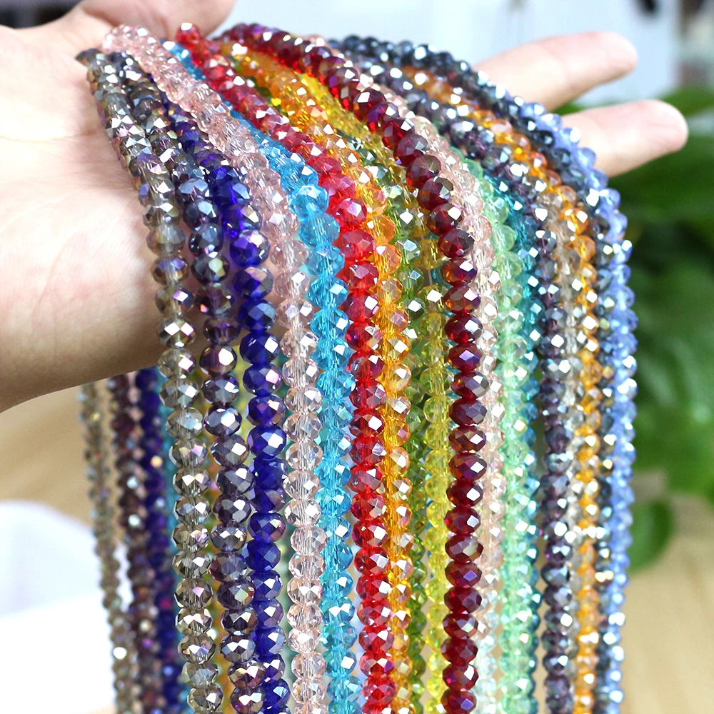 Austrain Crystal Round Beads AB 6/8/10/12MM Faceted Rondelle Glass Beads  Crafts Wholesale Needlework Accessories for Jewelry