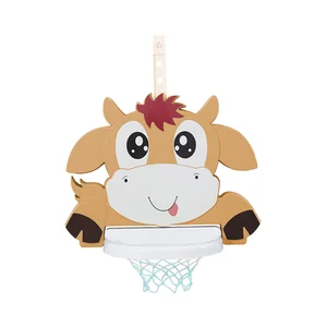 Cow Cartoon Design Kids Indoor Portable Hanging Basketball Hoop Basketball Training Equipment