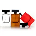 Custom Logo Square 50ml Glass Parfum Perfume Bottle Men Cologne Spray Perfume Bottle With Black Cap