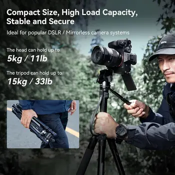 SmallRig CT195 Video Tripod Kit Camera Tripod with Pan Tilt Fluid Head for Vertical/Horizontal Shooting 4307 product image