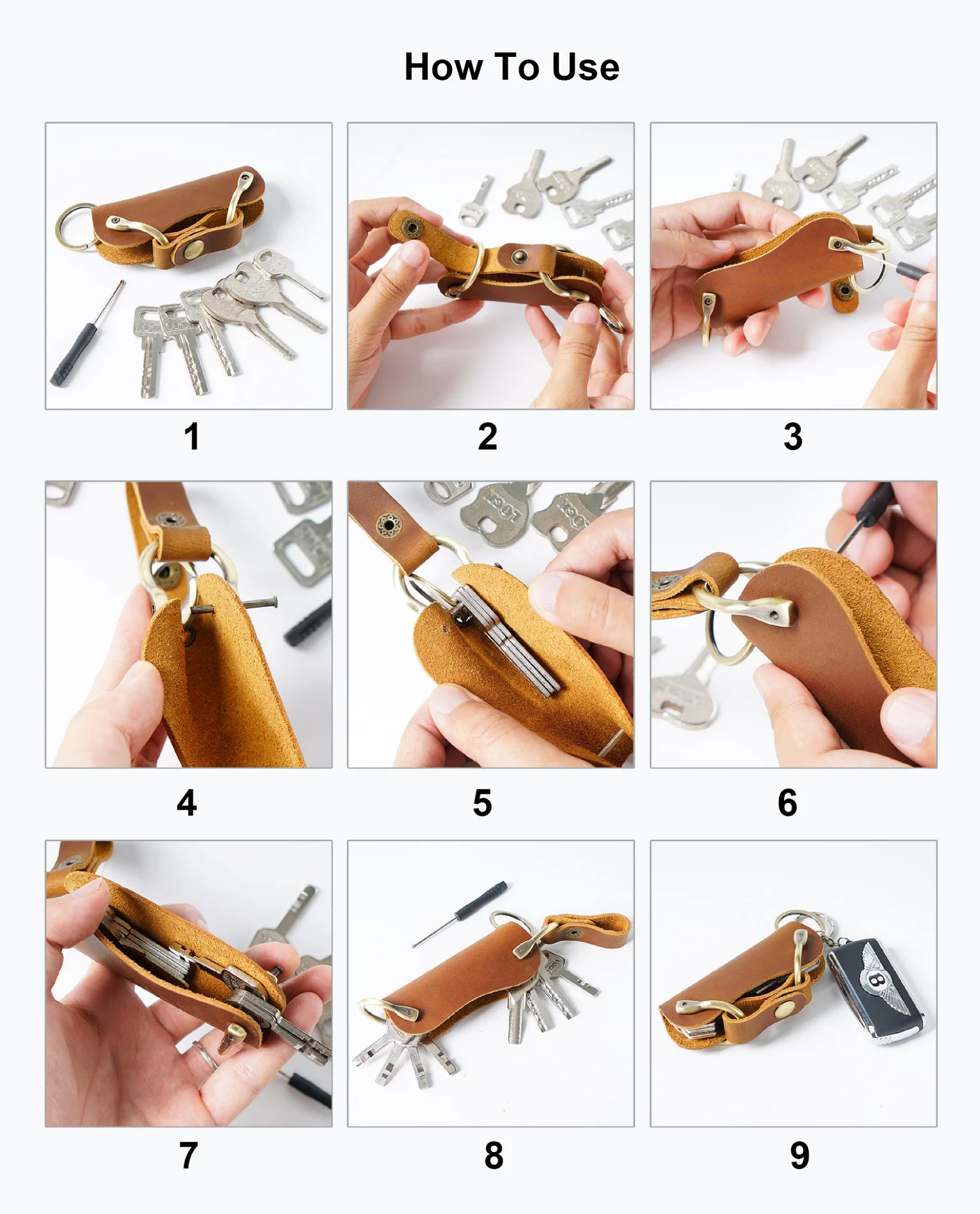 Echtlederen sleuteletui met sleutelorganizer sleutelhanger_voghion.com