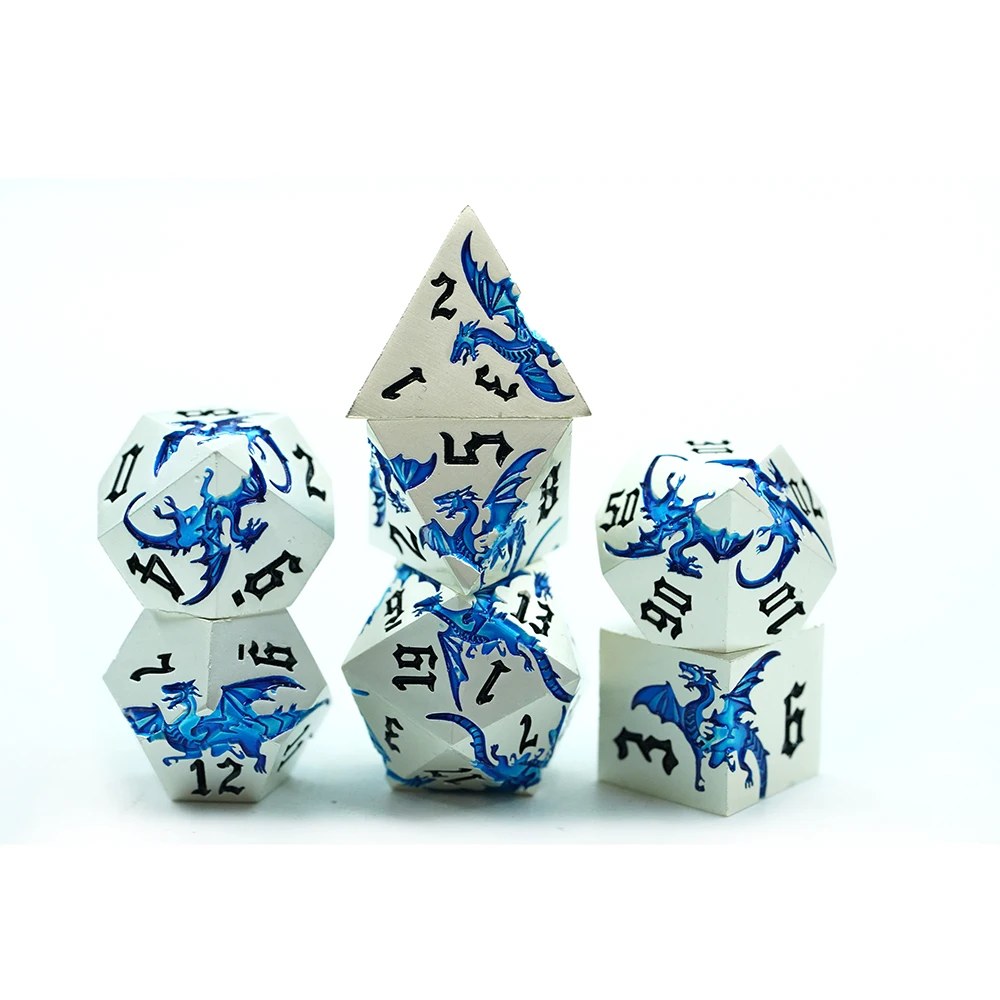 新デザイン 青龍ダイスセット Dnd 多角形 シャープエッジ レジン製ダイス RPGダンジョン チェッカーボード ゲーム用 カスタム シャープダイス