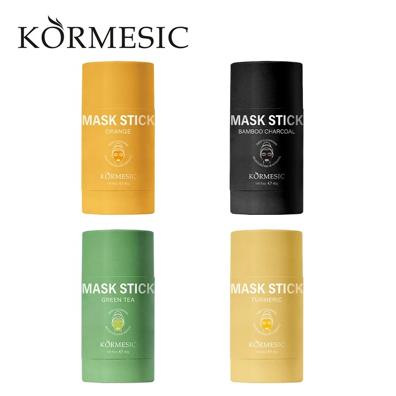 KORMESIC OEM Custom High Quality Orange Green Tea Vitamine c Turmeric Clay Mask Stick