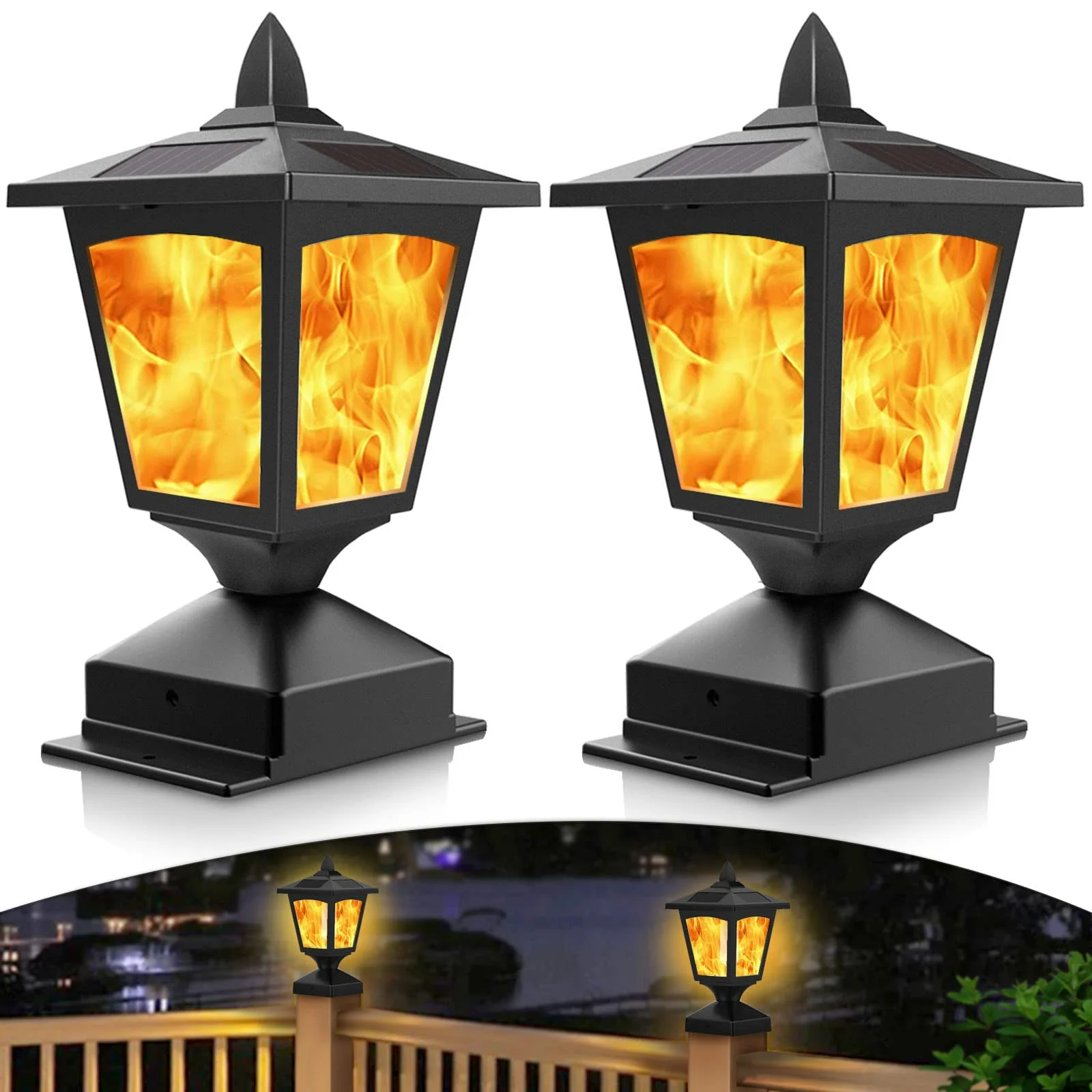 Kooper Solar Post Lights, Pack Outdoor Solar Deck Fence Post Cap Lights ...