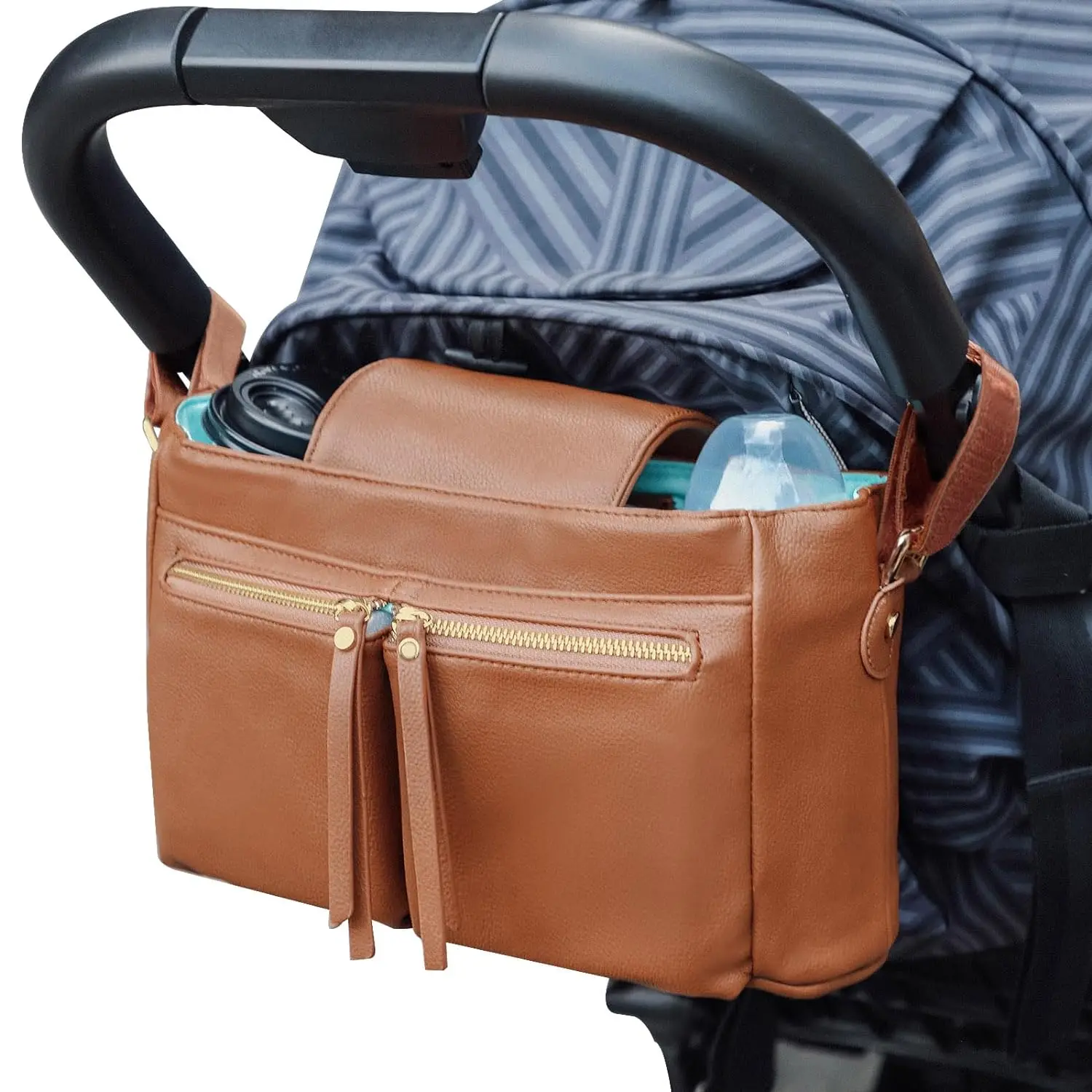 Universal Adjustable Straps Diaper Change Bag Caddy Baby Leather