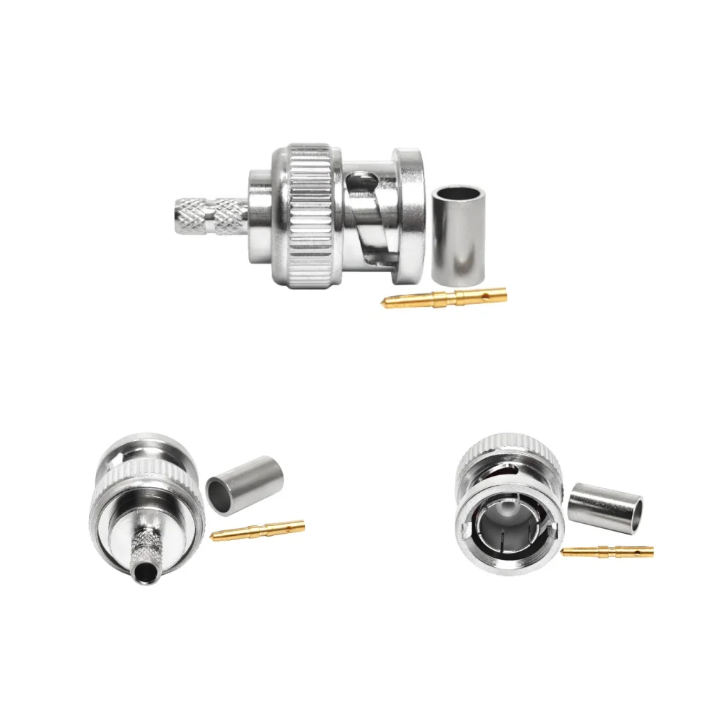 50ohm BNC Coax Connector RF Coaxial 75ohm BNC Male Plug Crimp RF Connector for BT3002 ST212 Coaxial Cable
