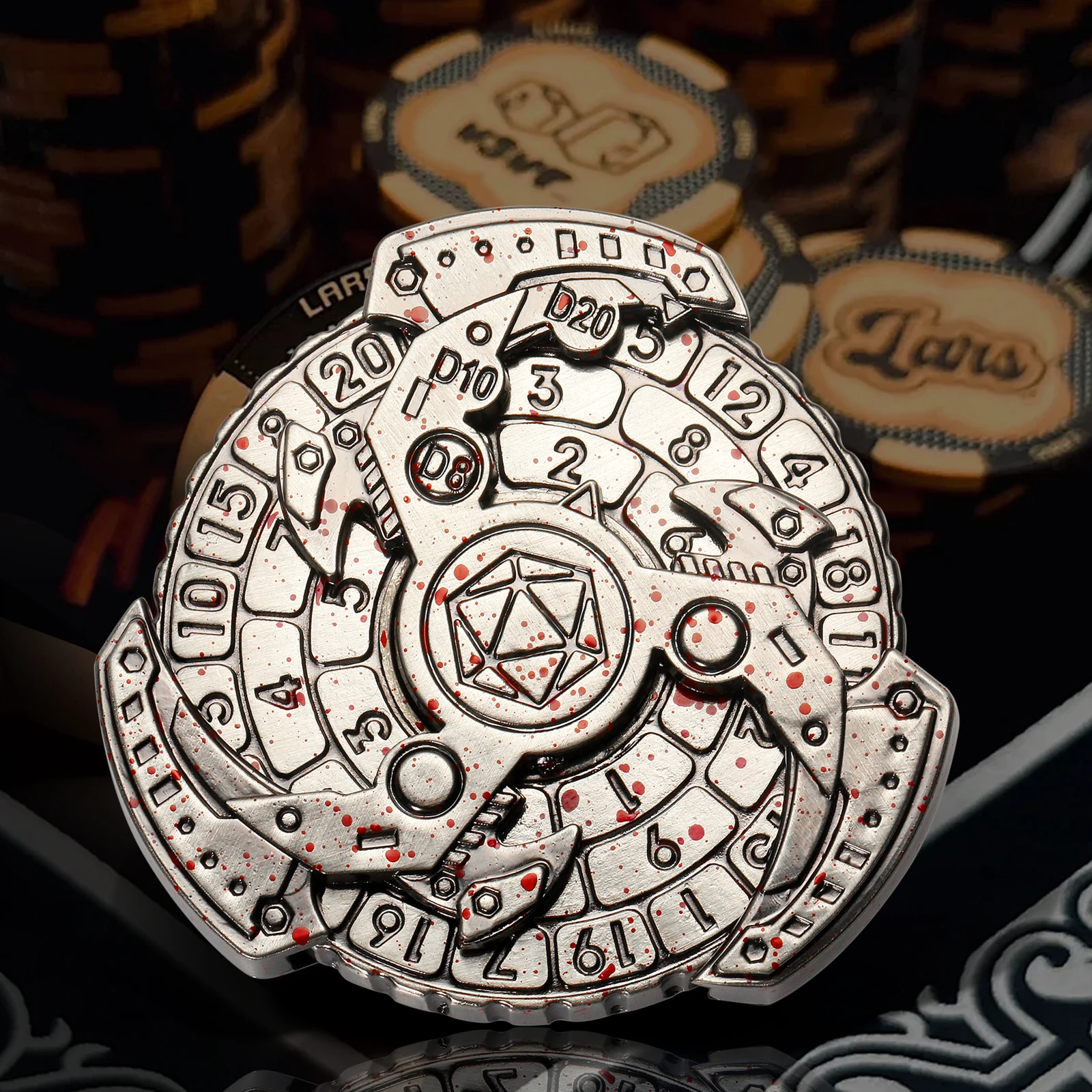 DND Metall-Würfel Spinner (7-in-1) – Mit Drehrad, Magnetisch, Für Dungeons & Dragons & Als Fidget Toy (60mm, 140g)