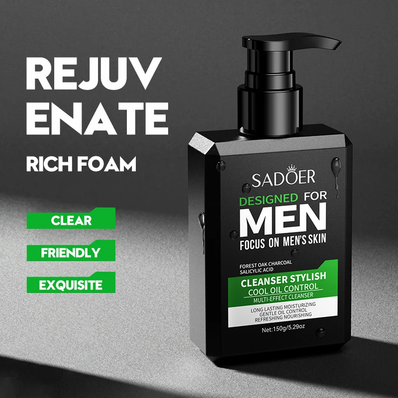 SADOER Private Label Men Facial Cleanser Deep Cleansing Moisture Gentle Foam Face Wash Face Cleanser