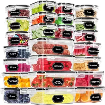 Refrigerator food plastic 24 pieces crisper seal can microwave kitchen storage transparent storage