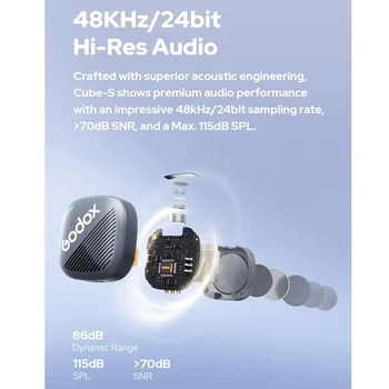 GODOX Cube-SC/SL 2.4GHz Wireless Microphone System Max 300M LOS Range Pro Audio Recording for Interview Vloging Live Streaming detail image