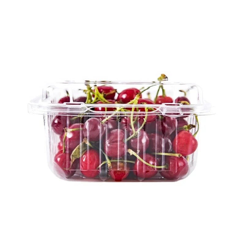 Eco-friendly Custom Vented clear Plastic Strawberry Packaging Box 250g 500g Fresh Fruit Clamshell Container Rpet Punnets