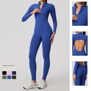 Wholesale Women's Jumpsuit Long Sleeve Bodysuit High Strength Sportswear Gym Workout One Piece Yoga Jumpsuit for Women