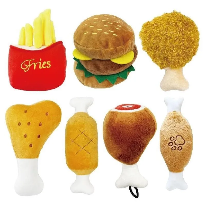 3 Piece Fast Food Meal Plush Dog Toy Set