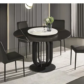 Round marble top dinning table Chinese dining table metal furniture sets round marble top dinning table