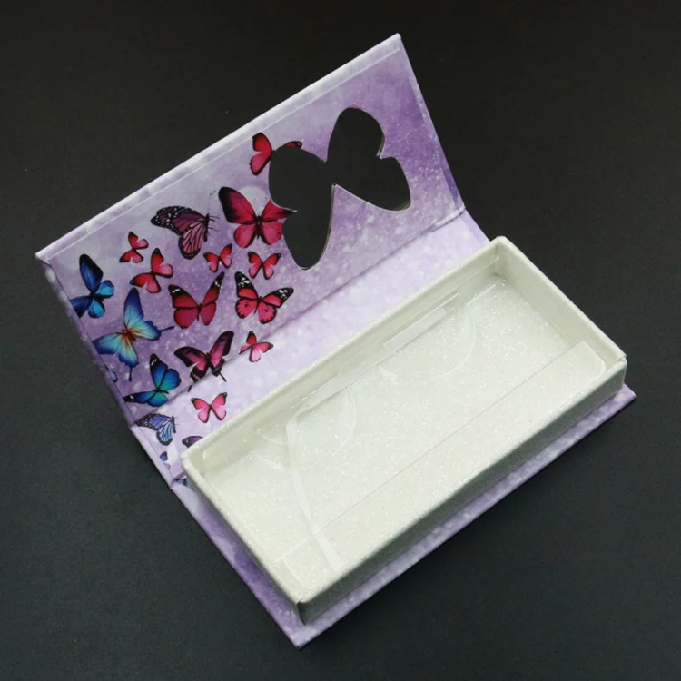 Custom Lashbox Container Empty Lashesbox Butterfly 25mm Strip Lash Case  Eco Friendly Eyelash Packaging Box