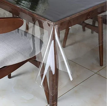 Clear Vinyl Tablecloth Protector Waterproof/Oil-Proof Plastic Rectangle Transparent Sheet Table Cover