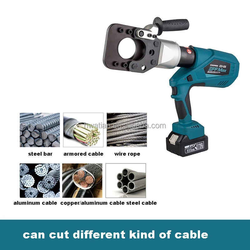 ED-55 Electric Rechargeable Battery Power Hydraulic Cable Cutter for ACSR Armoured Cable Cu/Al Cable Steel Bar