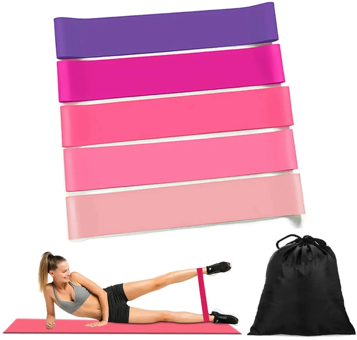 Libenli Brand New Color Sets of 5 Pcs Looped S 25cm Long Uper Elastic  Fitness Yoga Gym Exercise  Resistance Bands