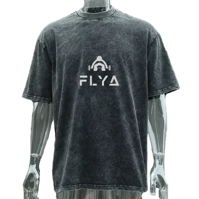 Unisex Acid Wash Graphic Tshirt 100% Cotton Heavyweight Loose Vintage Oversized Style Custom Screen Print Hip Hop Design