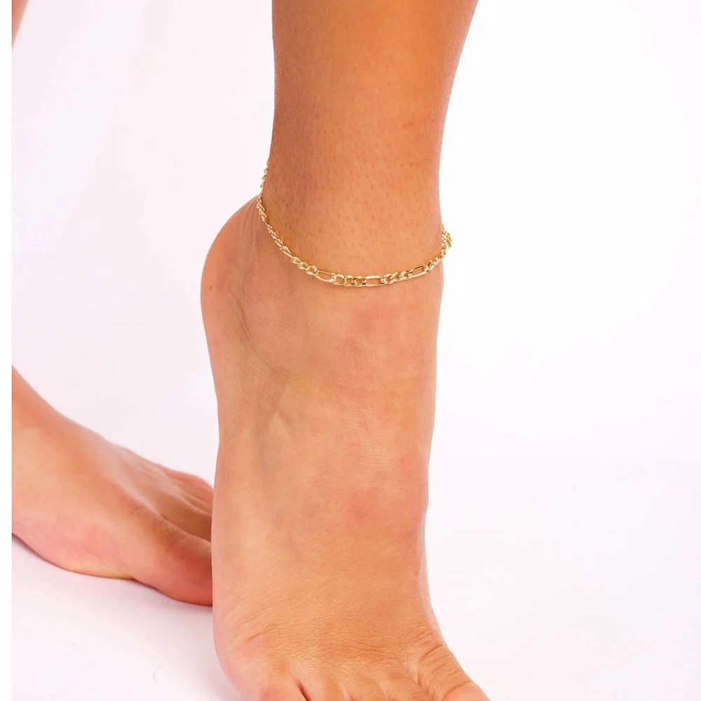 Shop High Quality Cuban Link Anklet Figaro Chain Bracelet