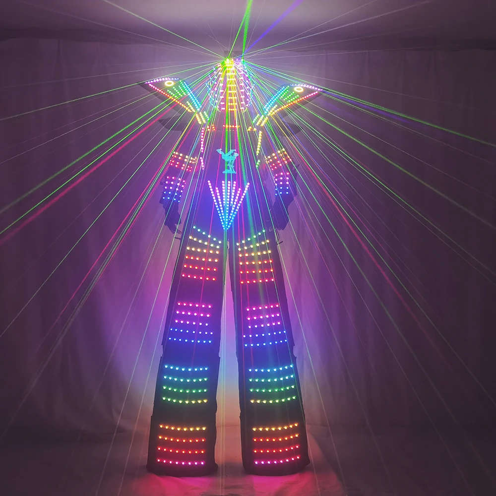 Fantasia de Robô LED para Adultos com Traje Luminoso, Jaqueta com Display  no Peito, Capacete, Luvas a Laser para Performance em Salão, image size:1000x1000