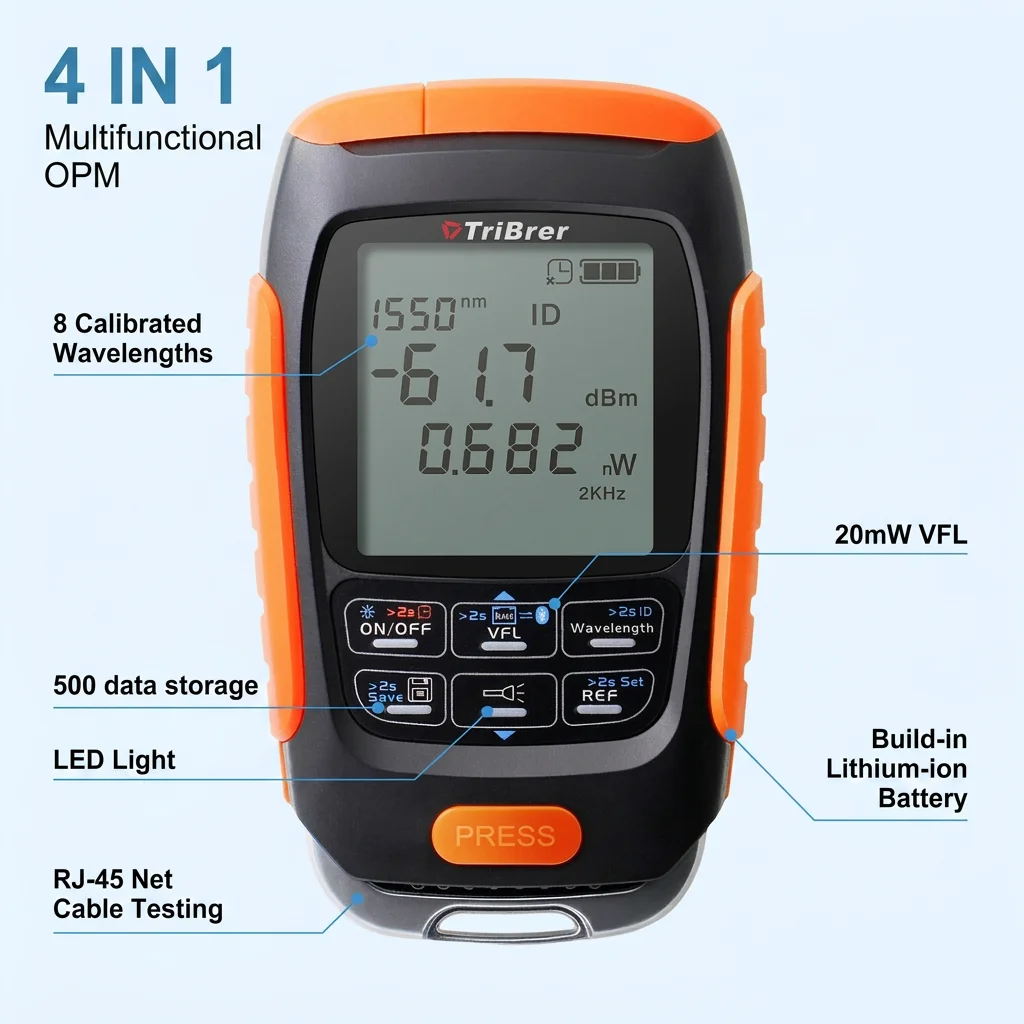 TriBrer APM58NC-V20 4-in-1 Mini Optical Power Meter with 20mW VFL