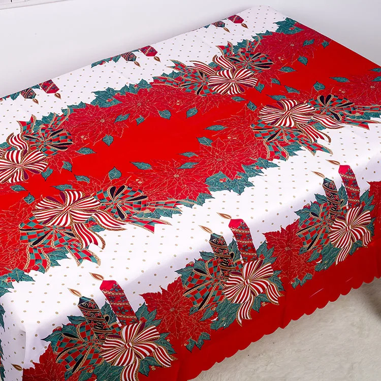 New Christmas Polyester Printed Tablecloths Waterproof Anti-Fouling Christmas Table Decorations for Weddings and Events
