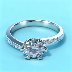 Round Cut 1CT Engagement Jewelry Design White Gold Iced Out Moissanite Ring Luxury Wedding Ring