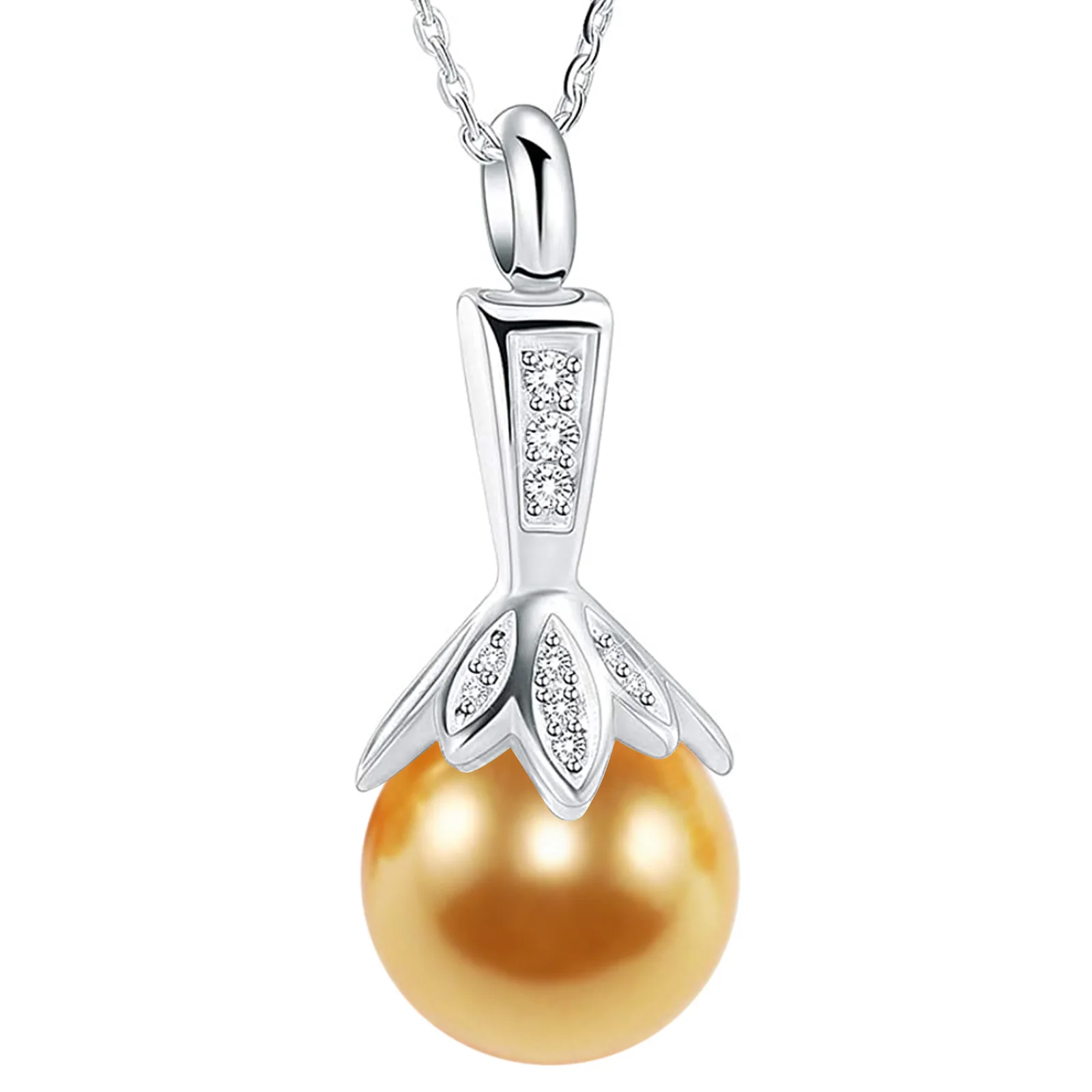 Fashion Elegant Pearl Pendant Necklace Cremation Urn Hold Ashes Keepsake Stainless Steel Memorial Jewelry Gift for Women Wife