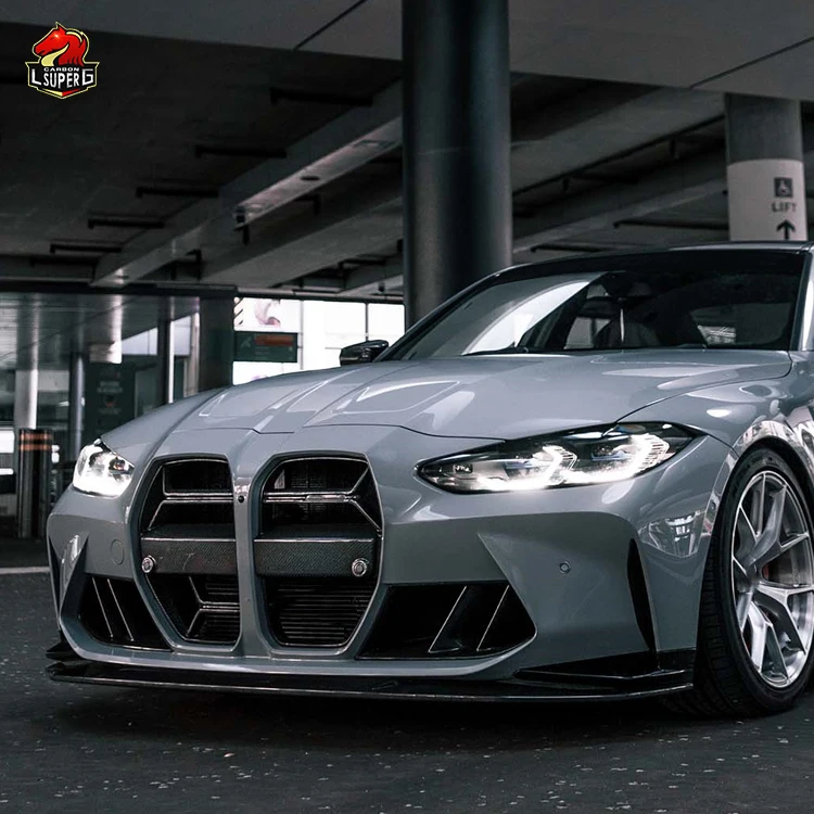 CSL Style Prepreg Carbon Fiber Front Bumper Grill With ACC for BMW M3 M4 G80 G82 Car Grille