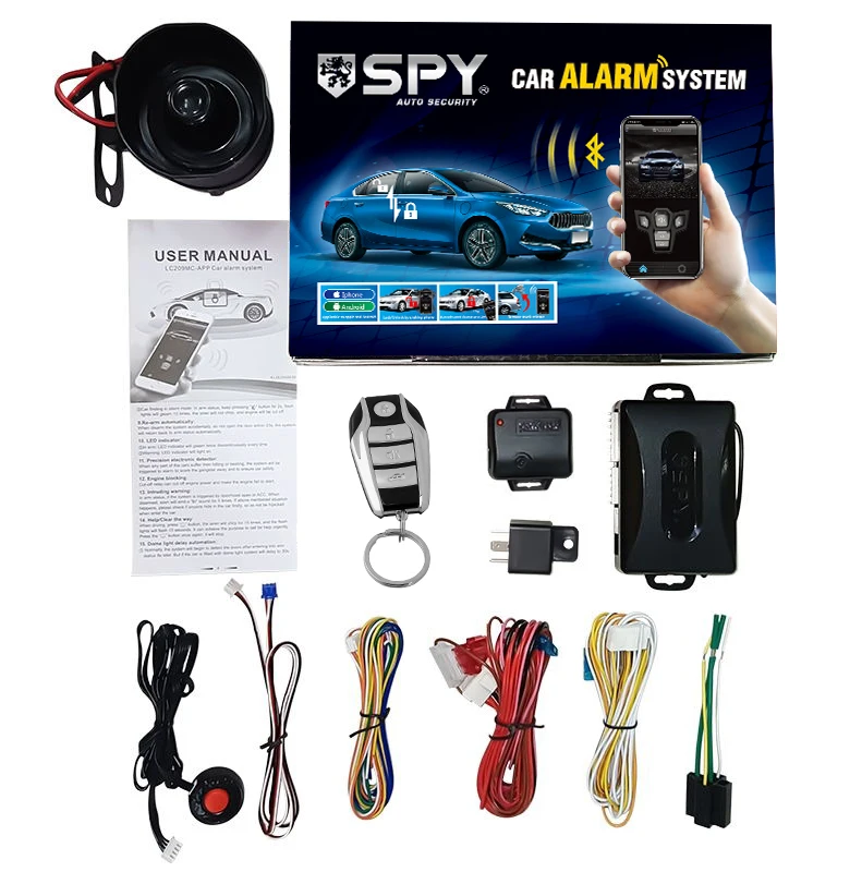 SPY Universal 433.92MHz Car Alarms 80-100m With Two Way Remote Control Car Alarm Security System