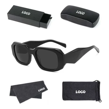 Black Famous Brand Sun glasses Square Fashion Large Frame Polarized Acetate Sunglasses 2024