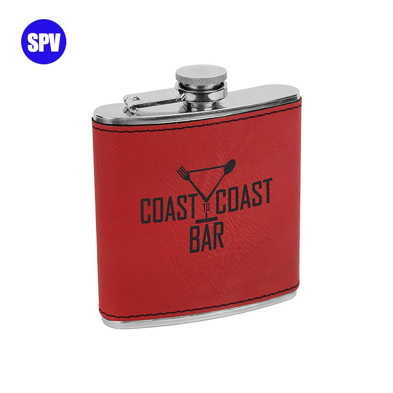 SUPERNOVA real wood hip flask 8oz laser engrave,laser red flask, flask 6 oz, black