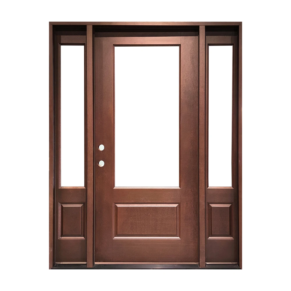 60 in X 80 in Brown fiberglass exterior door with sidelites ready to paint fiberglass prehung front door