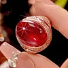 adjustable size Rose gold red corundum ring