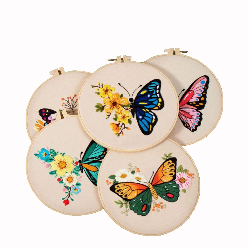 Wholesale Chinese Handmade Butterfly And Flower Diy Cross Stitch Embroidery Kit Needlework Buy