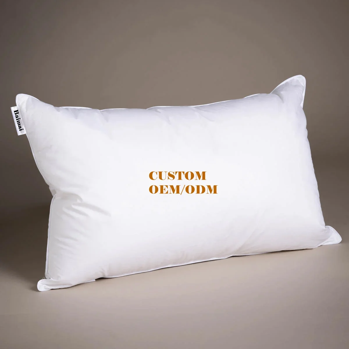 Home Hotel Bedding OCS RDS OEKO Custom Logo 48x74cm 100% Cotton 233TC Fabric White 100% Washed Duck Feather Bed Sleeping Pillow