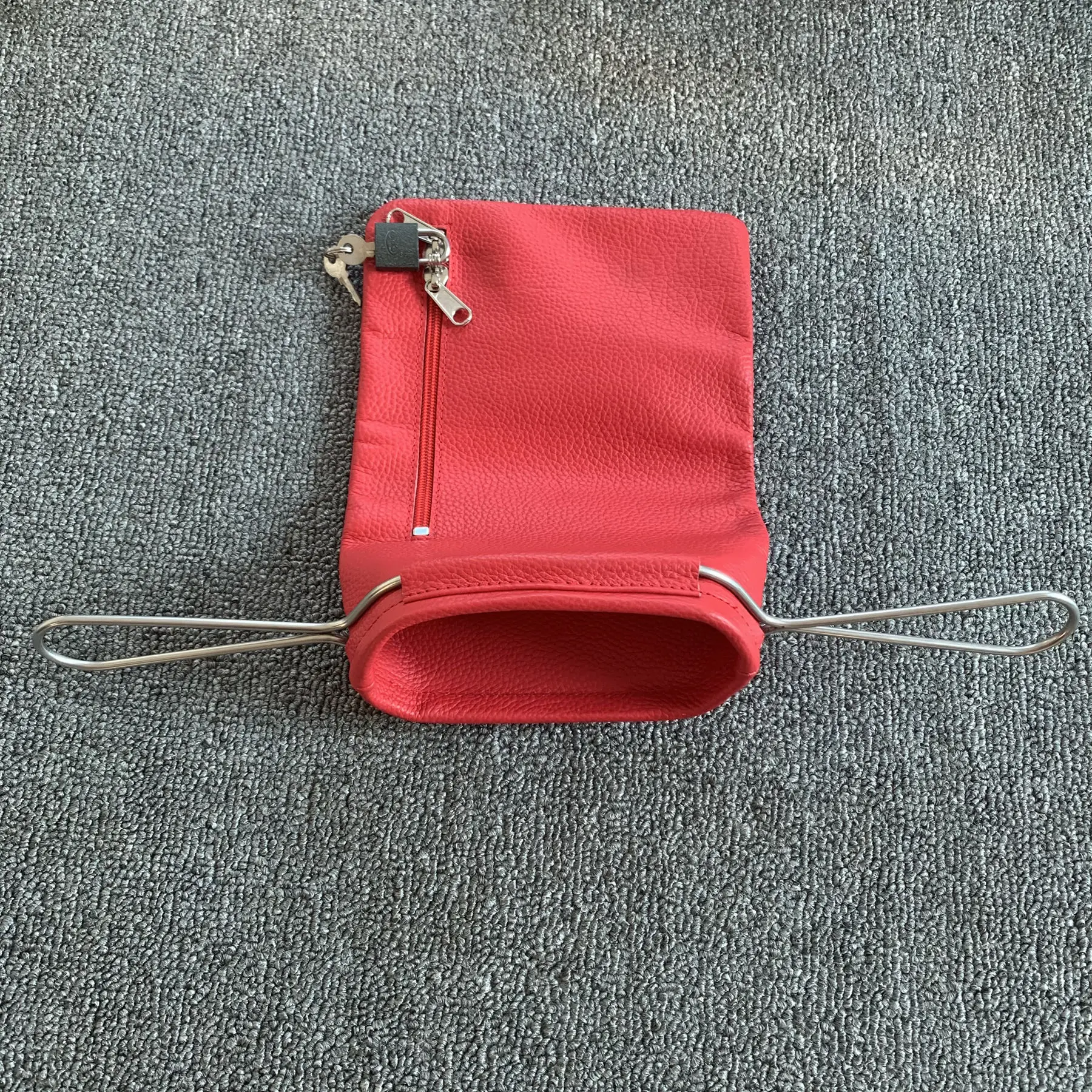 Church Money Tithe Collection Offering Lockable Genuine Leather Money Bag with Stainless Steel Handle