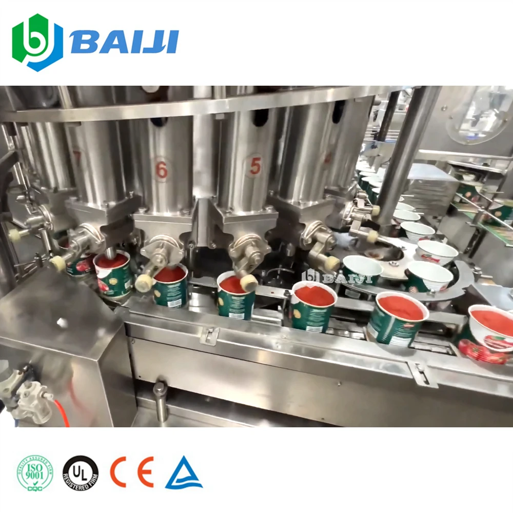 Fully Automatic Tin Can Tomato Sauce Chili Paste Hot Filling and Sealing Canning Machine Production Line