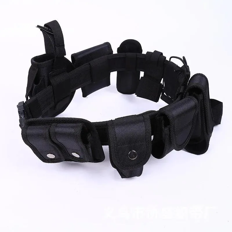 Training Quick-release Buckle Tactical Belt with Bag Multifunctional Adjustable Security Duty Multi Pocket Belts Flashlight Bag