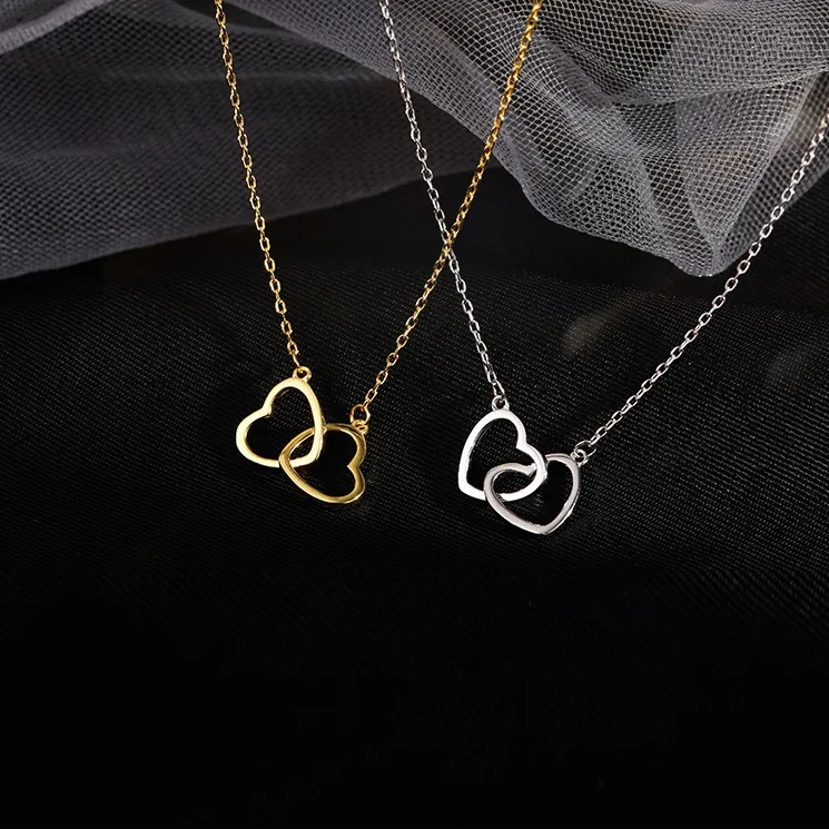 Fashion Heart Pendant Clavicle Chain Necklace Silver Heart Pendent ...
