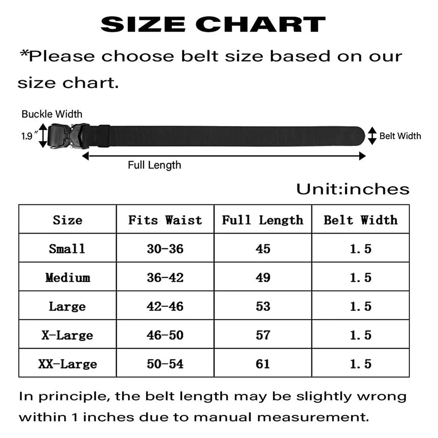 Tactical Belt Training Durable Hiking Rigger Nylon Web Work Belt with Heavy Duty Quick Release Buckle